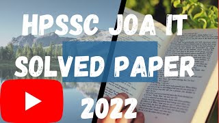 HPSSC JOA (IT) Solved Question Paper|| April  2022 || Computer Section||  HP GK part -1