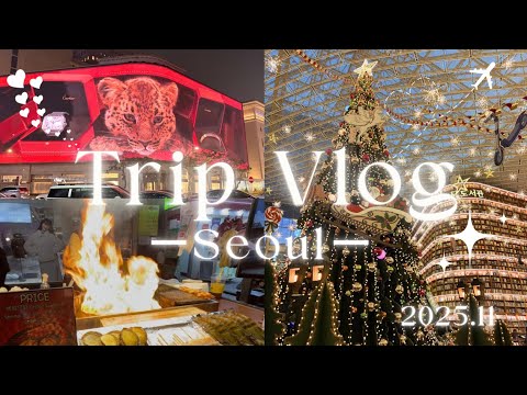 【韓国Vlog前編】2025.11🎄2泊3日の韓国ひとり旅🇰🇷🩷可愛いイルミネーションとおしゃれなカフェ☕️明洞の屋台も初挑戦！