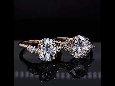 Oval & Pear Lab Grown Diamond Cathedral 3-Stone Ring ring video
