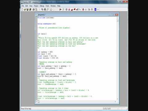 C++ tutorial 11...order of operations