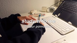 Cozy 2 hour STUDY WITH ME 🌙 pomodoro 50-10-50 real time, no music, asmr end with a bit of real rain