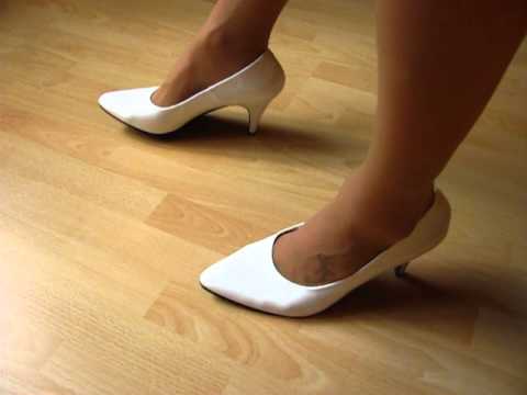 white patent leather pumps and nylons shoeplay - YouTube