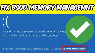 How to Fix Blue Screen 'Memory Management' Error in Windows 2025 | Quick & Easy