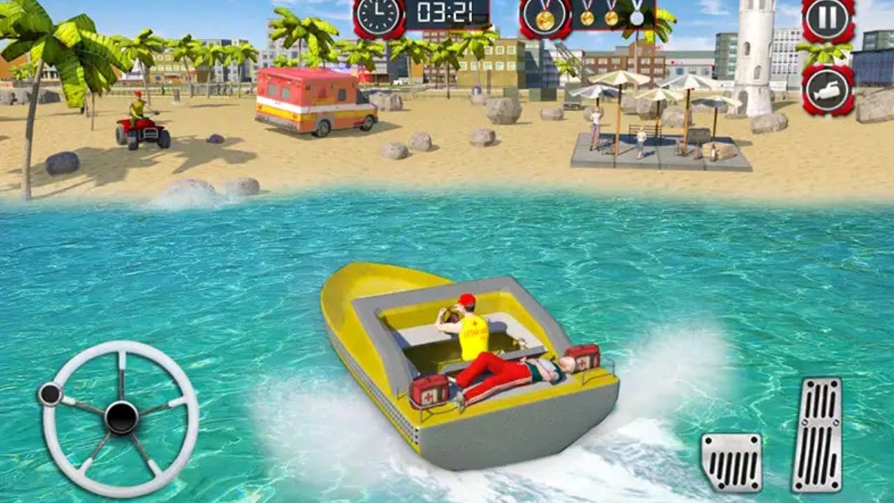 Beach Lifeguard Rescue Squad  Motor Boat Driving Android Gameplay
