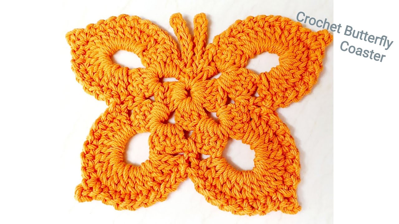 Crochet Butterfly Coaster /코바늘 나비 매트 YouTube