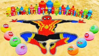 How to make Rainbow Spiderman withOrbeez, Fanta, Sprite, Coca Cola vs Mentos \& Popular Sodas