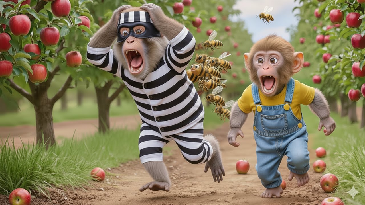 Monkey drives a tractor and the Strange adventure in the watermelon Field - MONKEY LIFE