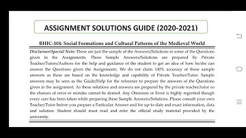 BHIC 104 IGNOU SOLVED ASSIGNMENT 2020-21