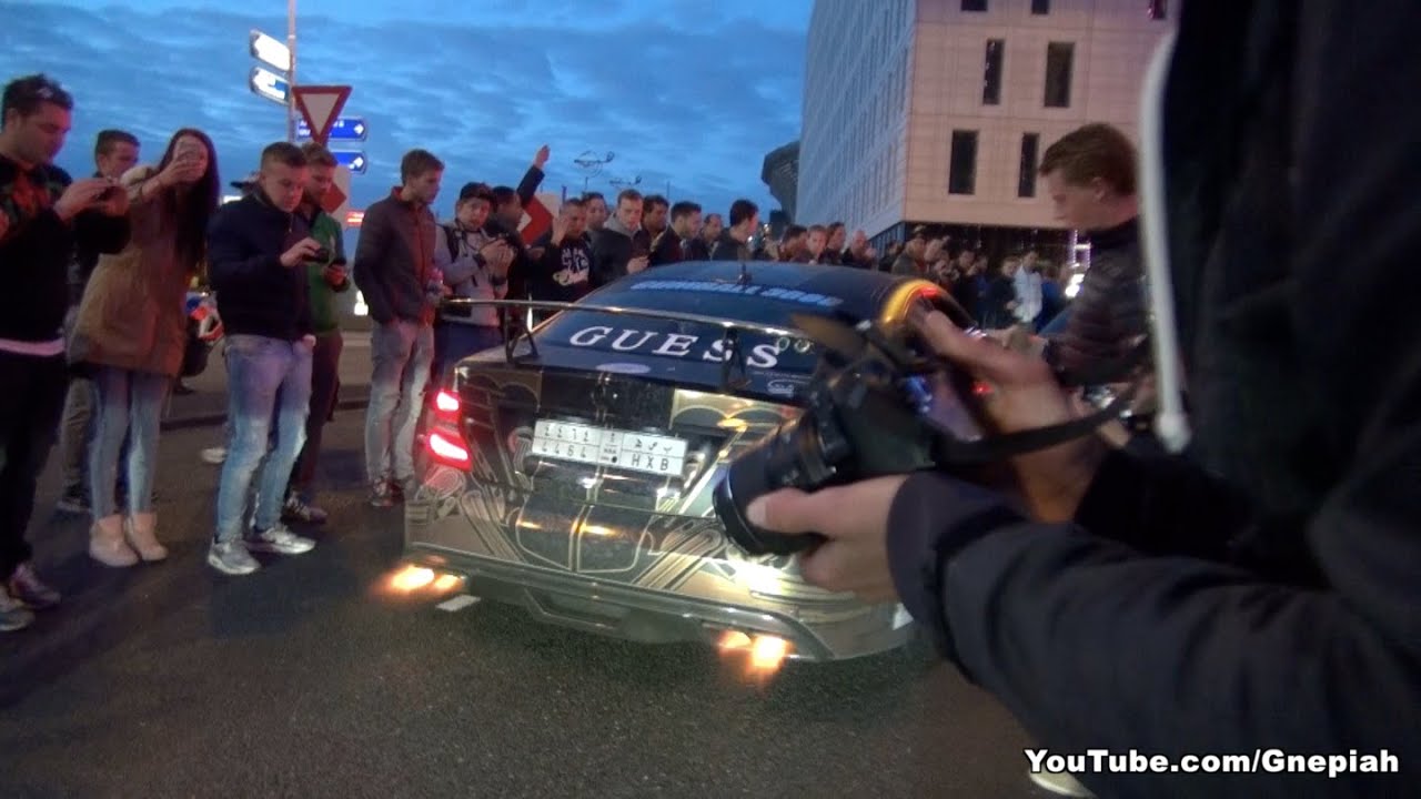 Mercedes C63 AMG Black Series spitting flames! - Team Galag Gumball 3000