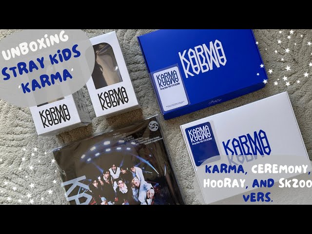 stray kids 4th album 'karma' unboxing! ♡ (karma, ceremony, hooray