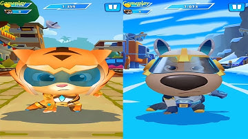 Talking Tom Hero Dash Android Gameplay Chinese Version 2023 SUPER GINGER VS SUPER BEN VS Boss Fight