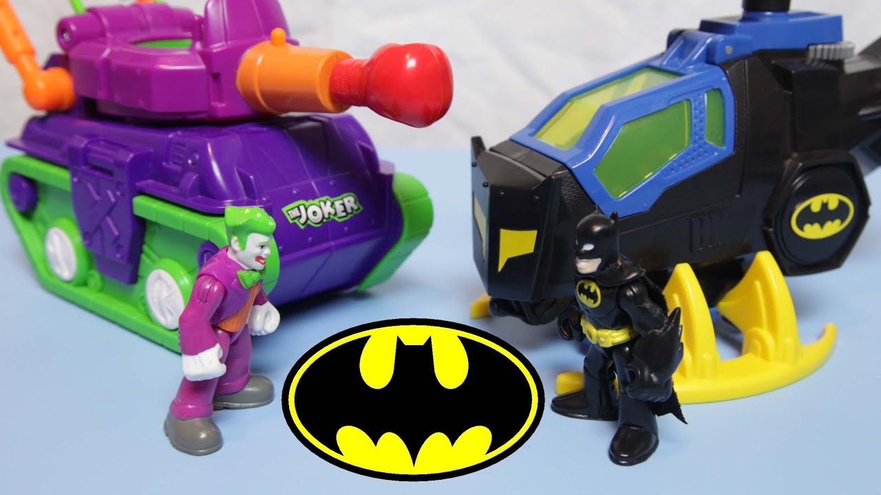 Batman Batcopter vs Joker Tank imaginext toys