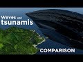 Waves and tsunamis comparison  3d