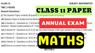 Famous Class 11 Annual Exam Maths Question Paper || Cbse Sample Paper 2025-26 Wealth