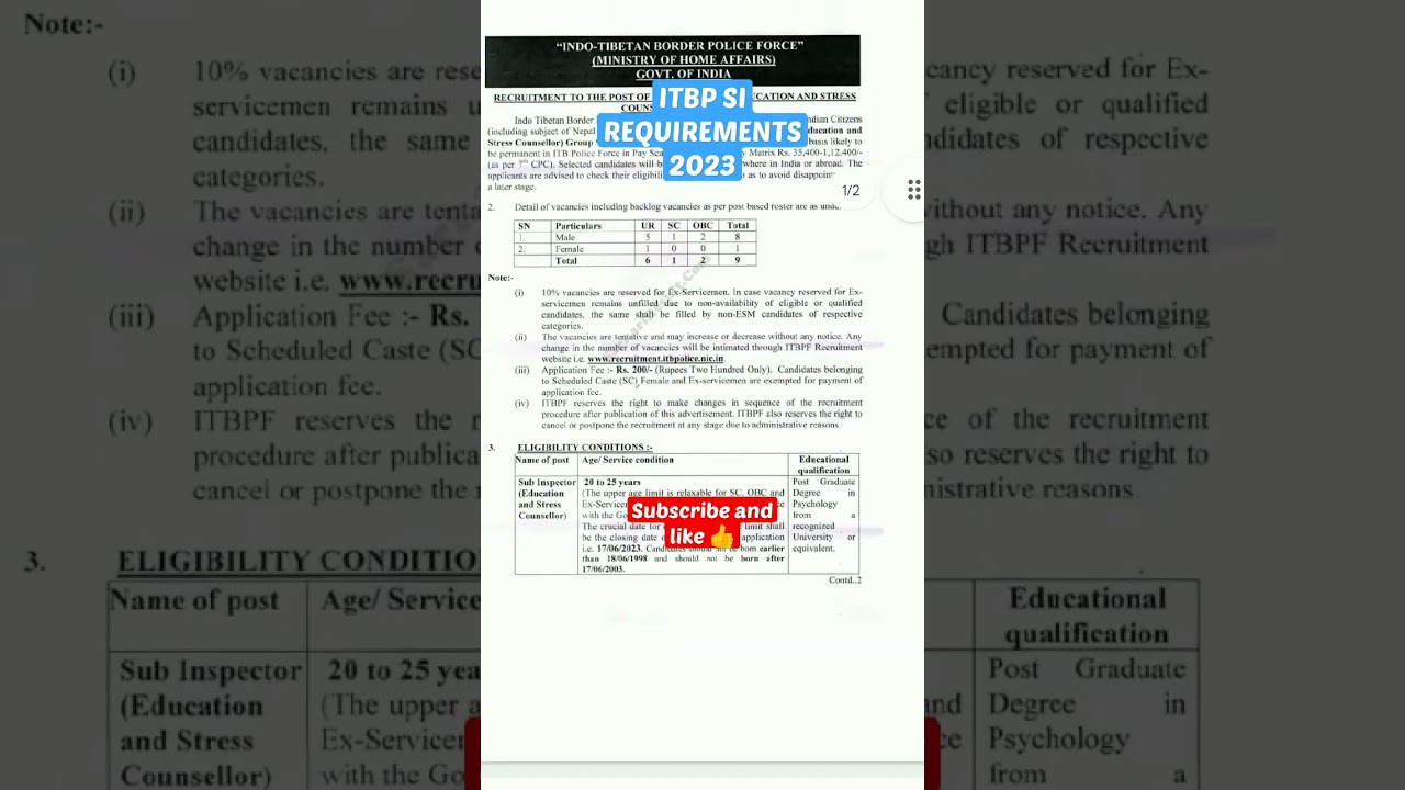 ITBP SI NEW REQUIREMENTS 2023|| ITBP SUB INSPECTOR BHARTI2023|| ITBP BHARTI2023||ITBP GD|| ITBP
