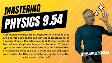 Mastering Physics 9.54 Solved! A tennis player swings her 1000 g racket with a speed of 11 m/s.