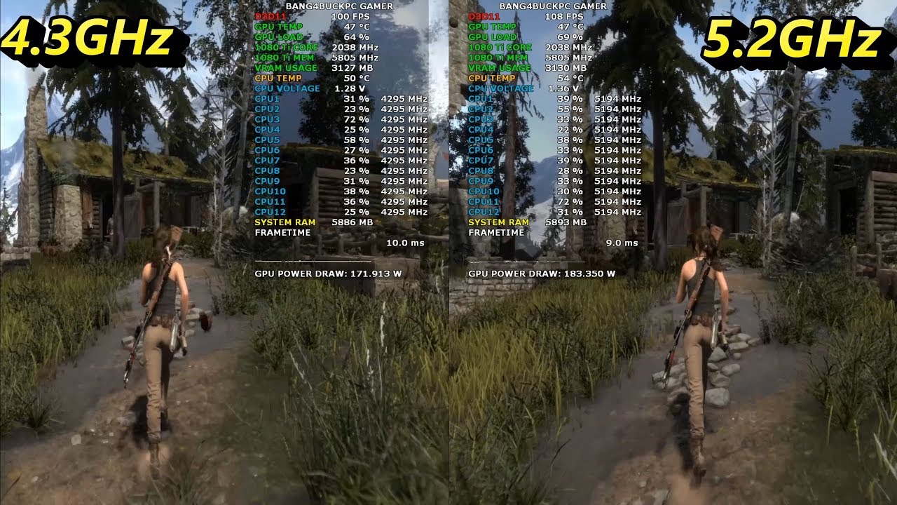 Comparison Video Format Change Test | i7 8700K 4.3GHz vs 5.2Ghz