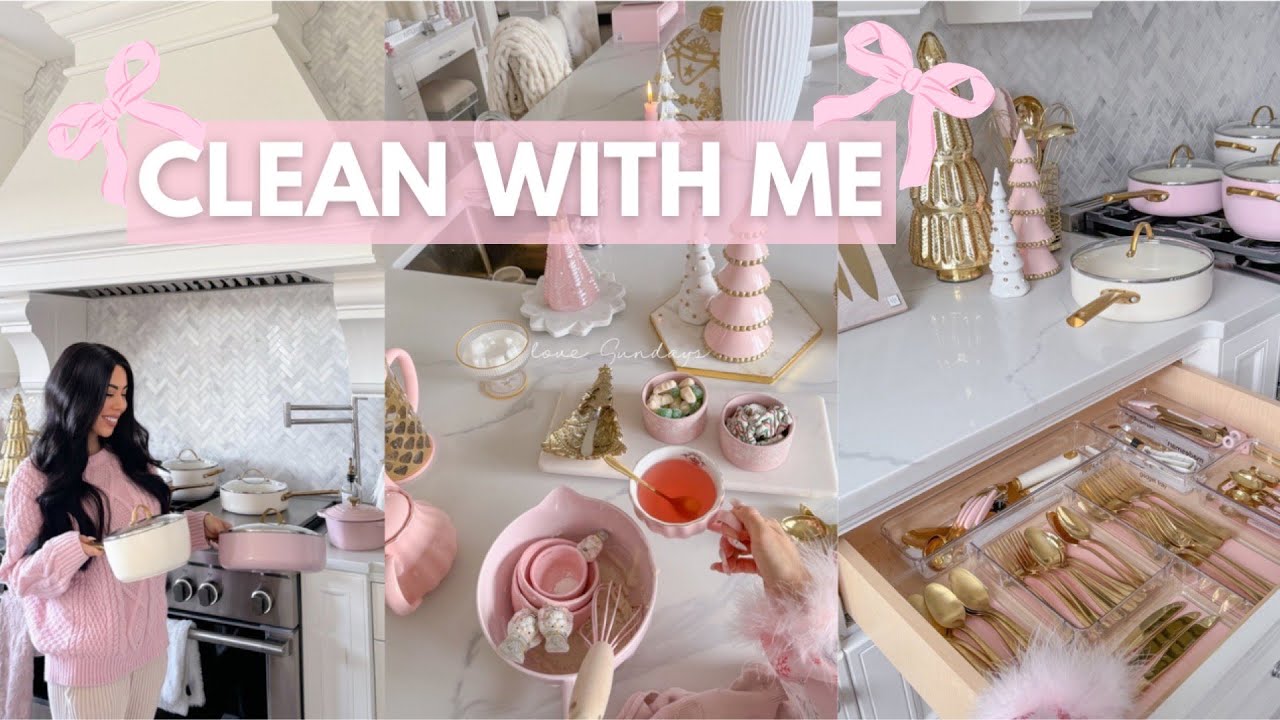 Clean My House With Me!🎀🎅🏻Kitchen & Coffee Bar| Holiday Decor & Inspiration for a Cozy Home!🎀🫧