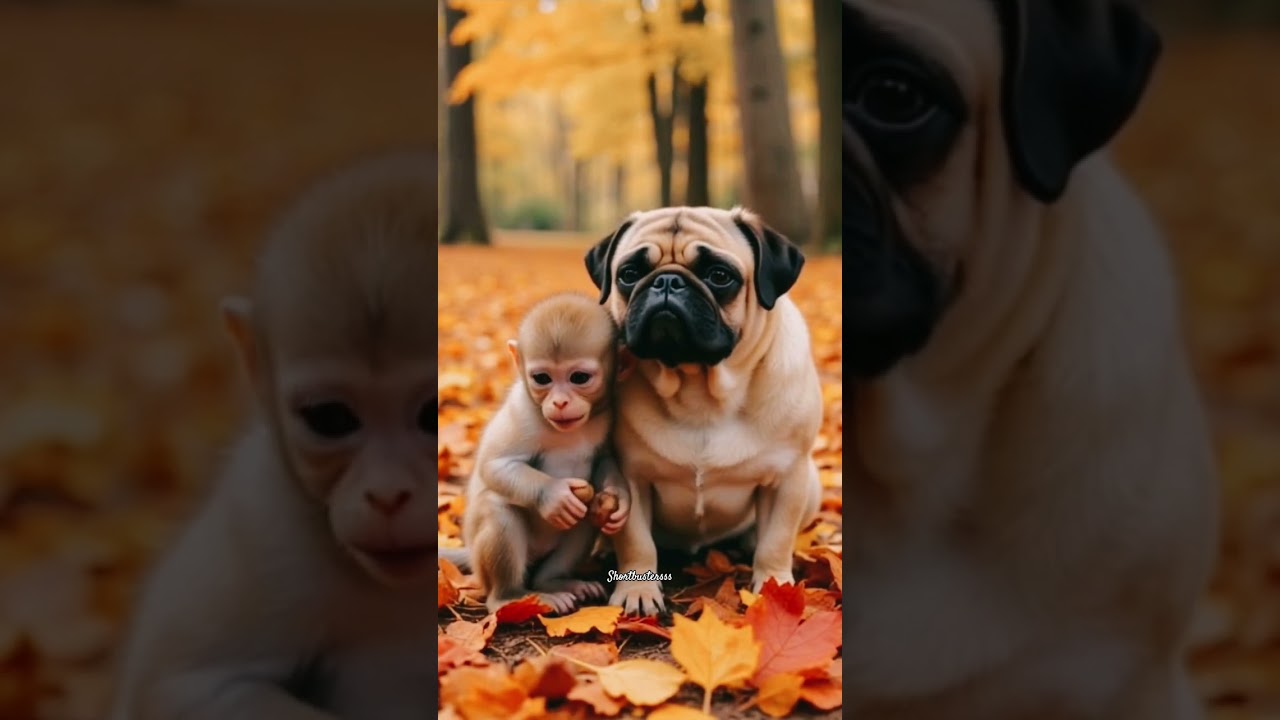 Monkey and pug😊 