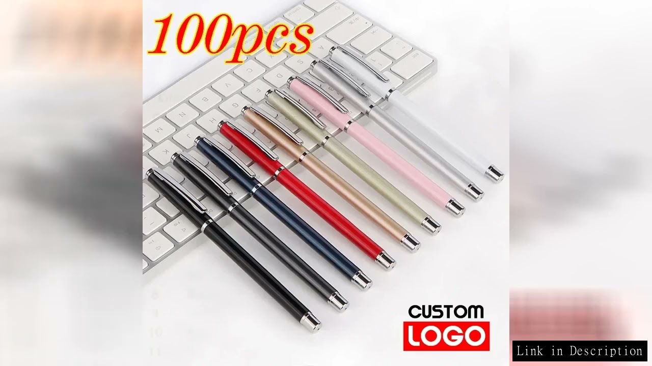 100pcs/lot Luxury Customizable Laser Carving Advertising Metal Pen Free Personalized Logo Gel Pen Of