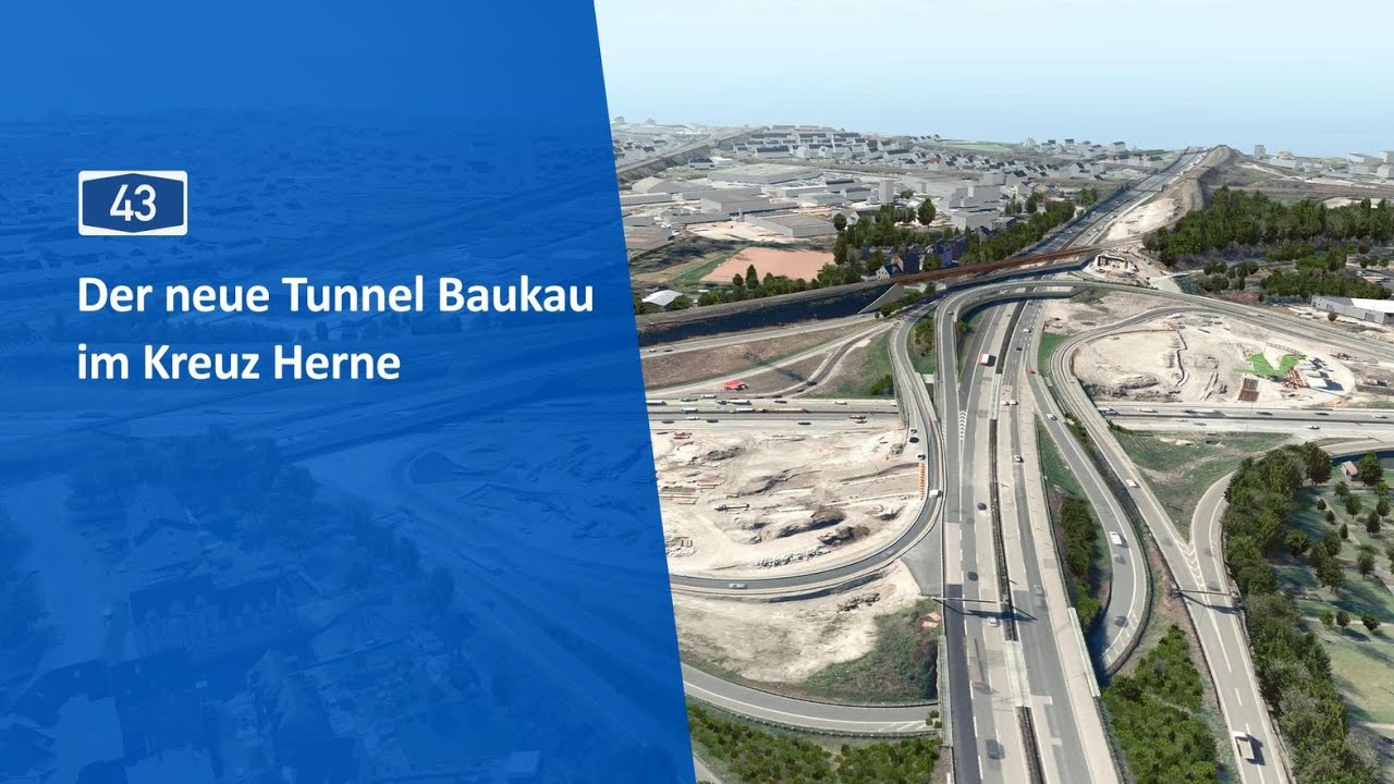 A42/A43: Neuer Tunnel im Kreuz Herne - Visualisierung