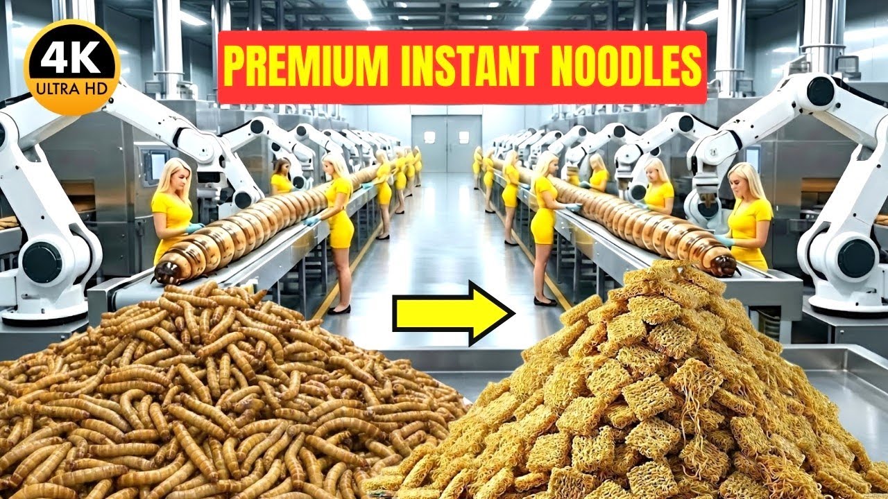 Inside Factory: HOW MILLIONS of Mealworms Are Crushed Down to Make Premium Instant Noodles