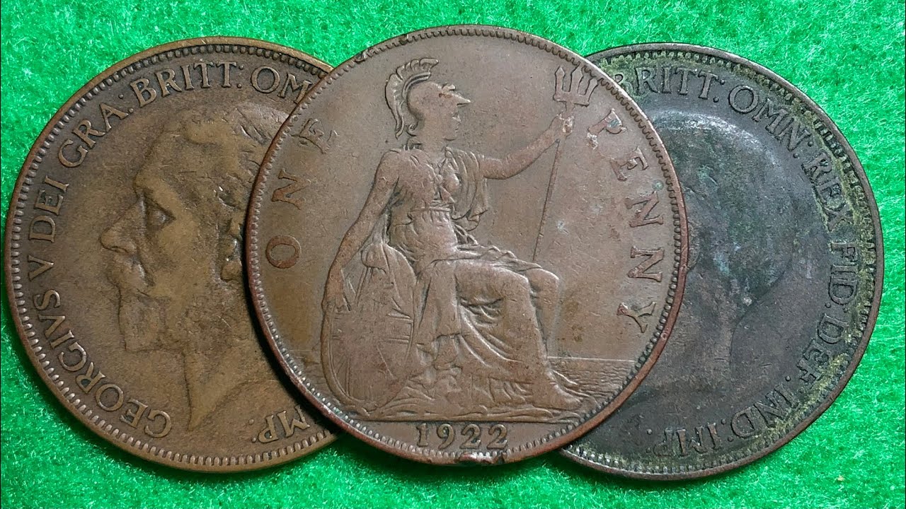 1922 UK One Penny Coins - YouTube