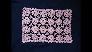 doily crochet/مفرش كروشيه مستطيل الشكل سهل و بقياسات مختلفة