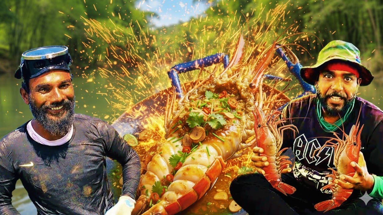 Catch and Cook නිල් අණ්ඩෝ 😋🦞🥣 කට ඇතුලේ රජ මගුල් 🤿😲@wishwatiyubaya​