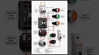 3-Phase Motor DOL Starter Wiring Diagram with Start, Stop, Reset & Indicator Lamps