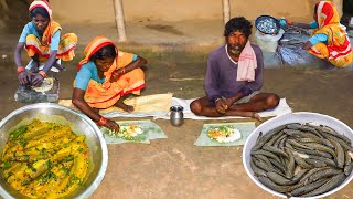 Snakehead Murrel Fish Curry In Village || Testy Snakehead Murrel Fish Cooking Santali Tribe Woman