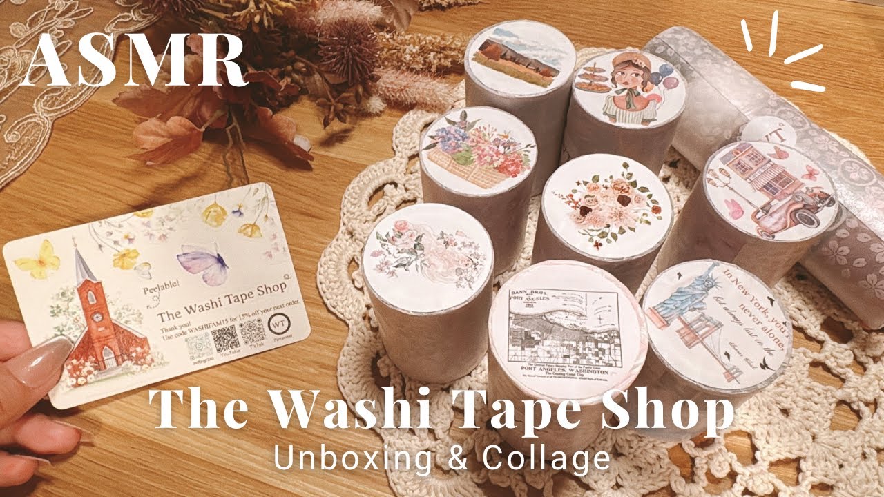 ASMR| 綺麗なマスキングテープの紹介とコラージュ💐Unboxing Scrapbooking Journaling Relaxing sounds