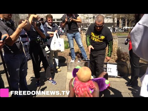 Fights and Clashes during Protests outside Trump's Court Hearing NYC