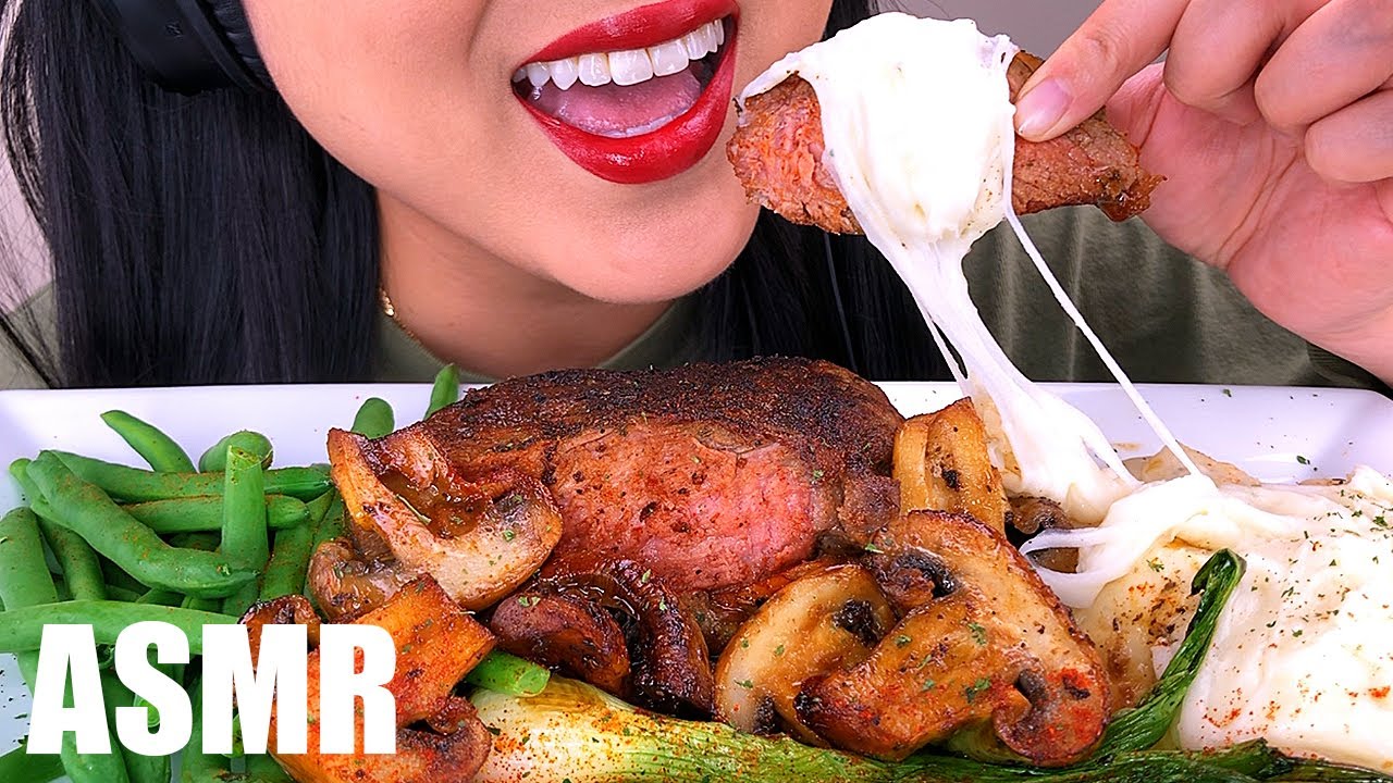 ASMR CHEESY NEW YORK STEAK + VEGGIES | ASMR Phan