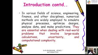 Introduction and Key characteristics of Error Analysis in Numerical Methods