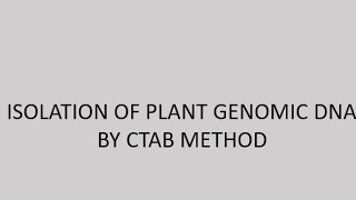 Isolation of Plant Genomic DNA by CTAB Method