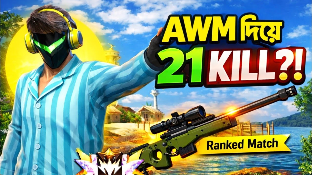 AWM দিয়ে ২১ কিল 😱 | RHK Flicker Custom HUD | Brutal Sniping Free Fire