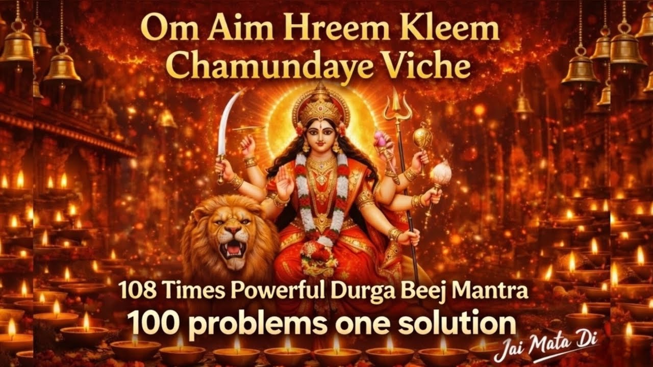Om Aim Hreem Kleem Chamundaye Viche | 108 Times Powerful Durga Beej Mantra for Protection & Success