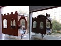 con CARTON RECICLADO torre flotante para GATO en la ventana