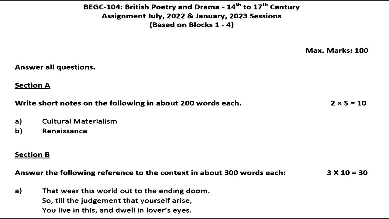 british poetry ignou assignment