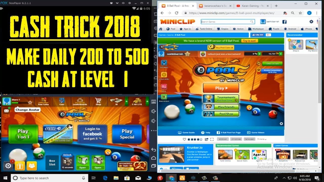 WORKING CASH TRICK 8 BALL POOL 2018 MAKE DAILY 300 CASH EASILY KARAN GAMING