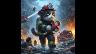 The fireman cat saved everyone  #cat #kitten #cartoon #catvideos #