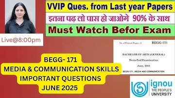 IGNOU  june 2025 BEGG- 171 # important questions # june 2025 examination
