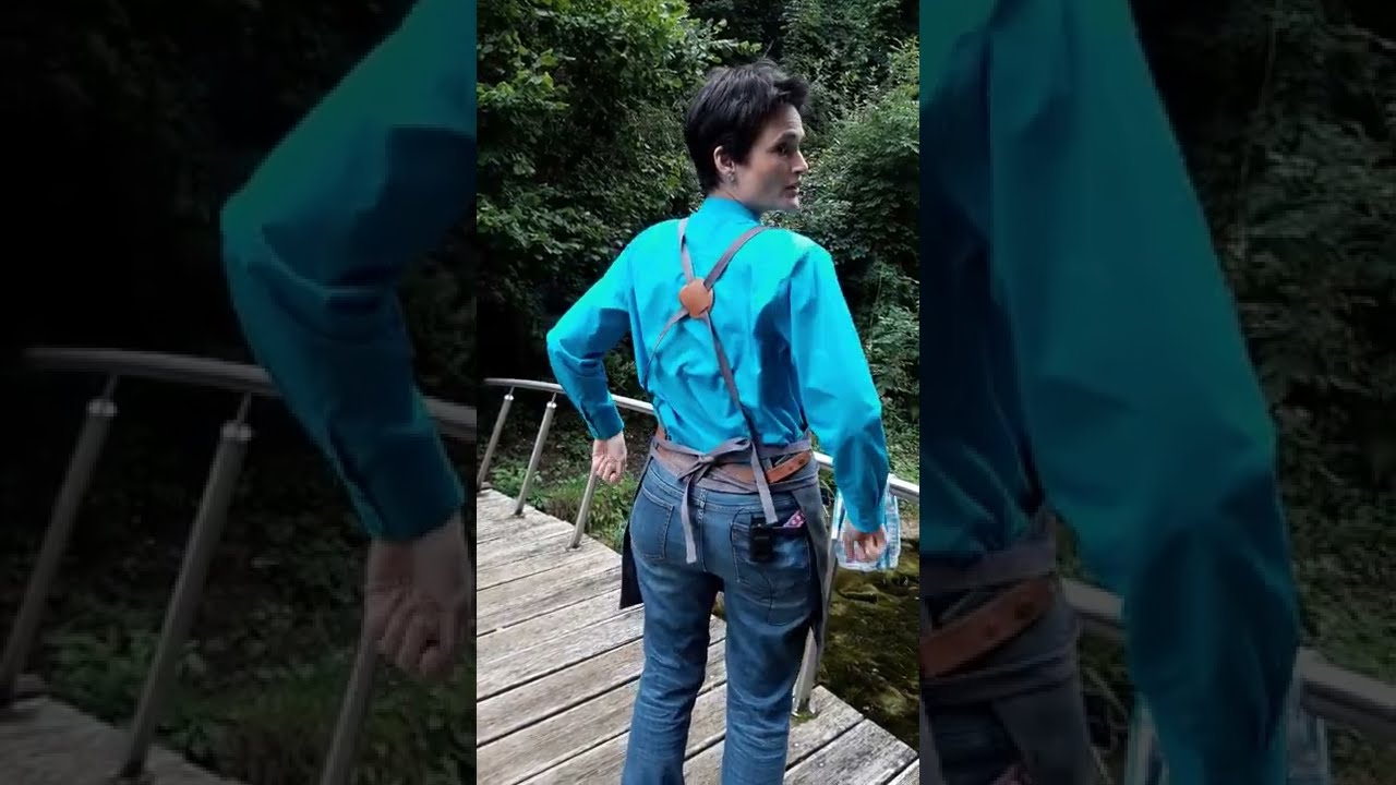 Canvas Latzschürze mit Überkreuz-Bändern