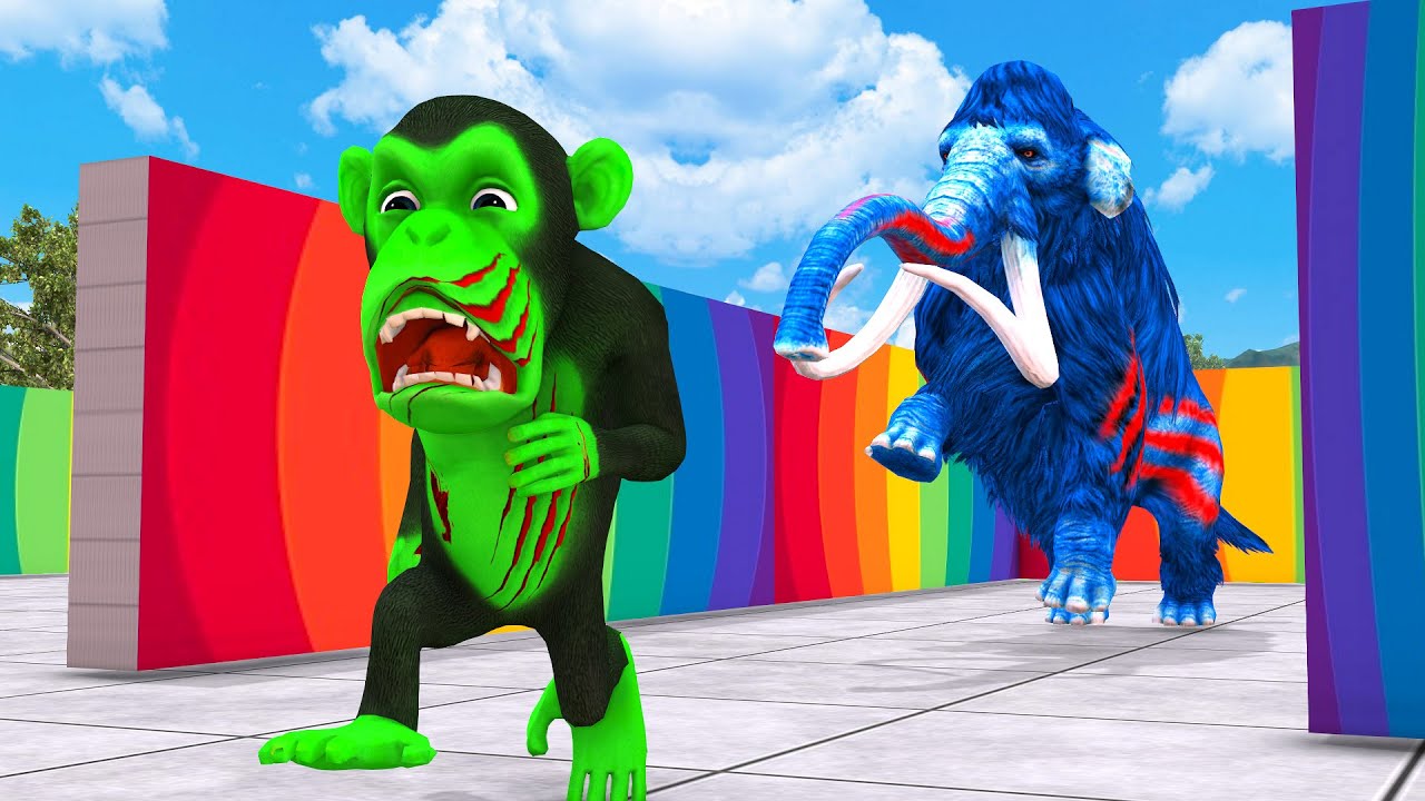 Temple run Funny monkey vs Zombie mammoth vs Giant Bull Escape From Maze Game