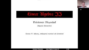 Linear Algebra II, Lecture 11: distance, orthogonal matrices and isometries (by Walter Mazorchuk)