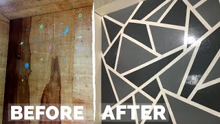 HOW TO PAINT GEOMETRIC WALL | DIY ROOM MAKEOVER TUTORIAL