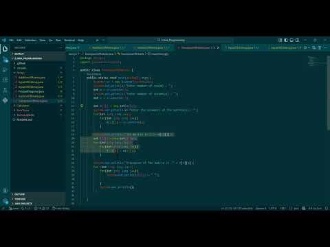 Transpose of a Matrix in Java through VS code 