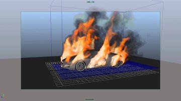 Maya Fluid Dynamics - Burning Car (Resolution 50)