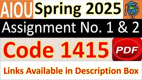 AIOU Code 1415 Solved Assignment No.1 & 2 Spring 2025 | Subject: Introduction To Business Financial
